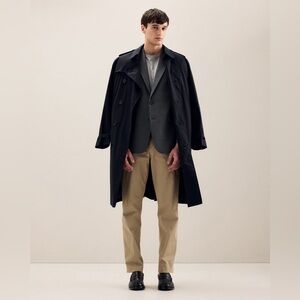 Quince Comfort Stretch Long Navy Trench